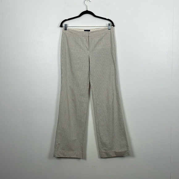 J Crew Womens 4 Strip Favorite Fit Wide Leg Cuff Hem 2 Back Pocket Trouser Pants - Picture 1 of 10